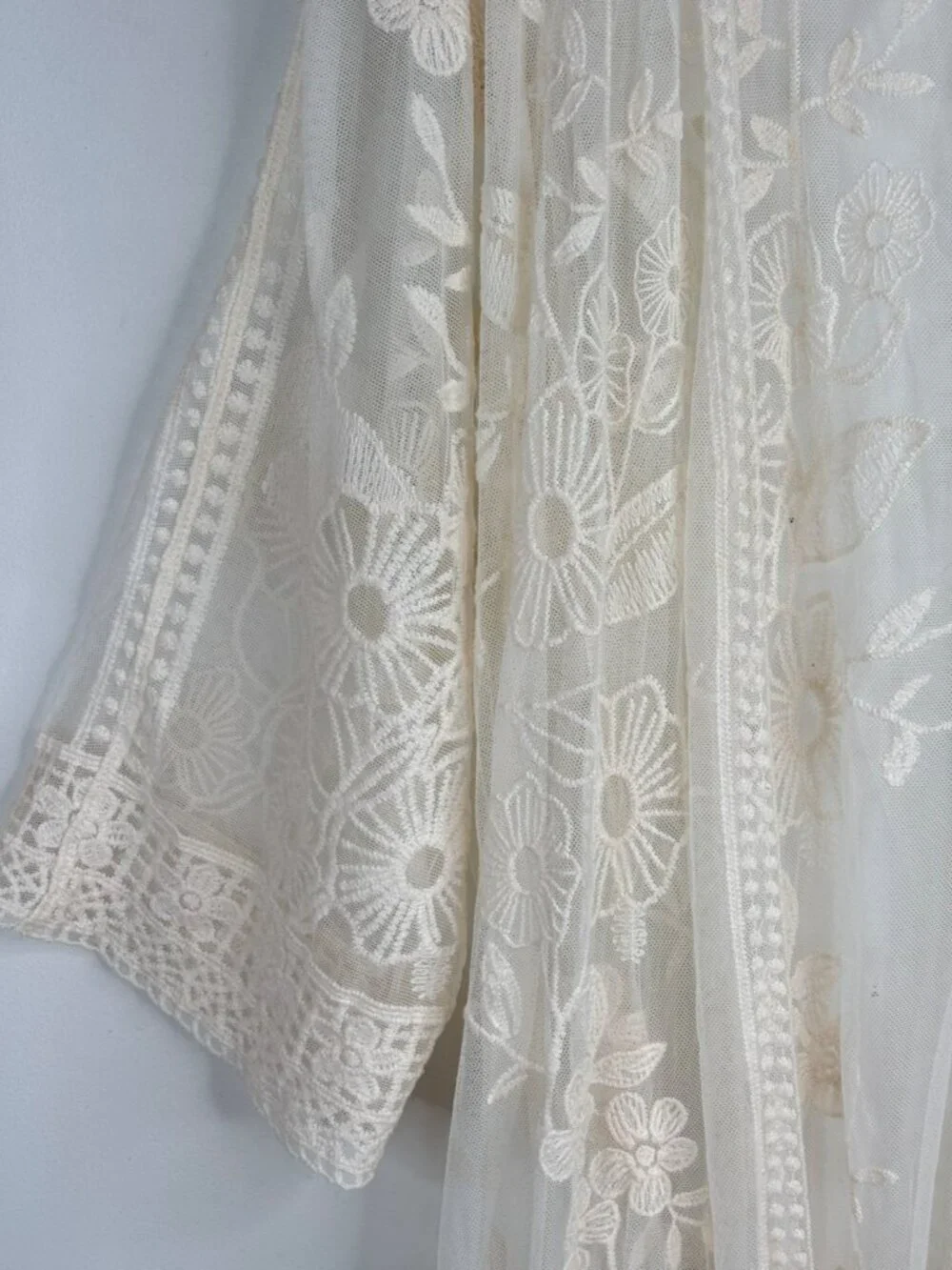 Lane Bryant 26/28 Cream Floral Lace Kimono Duster Boho Beach Cover Up Festival